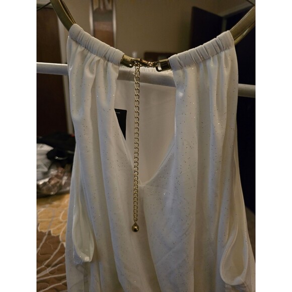 Ashley Stewart Women's Ivory Glitter Maxi Dress 14/16 Halter NWT - Picture 6 of 7